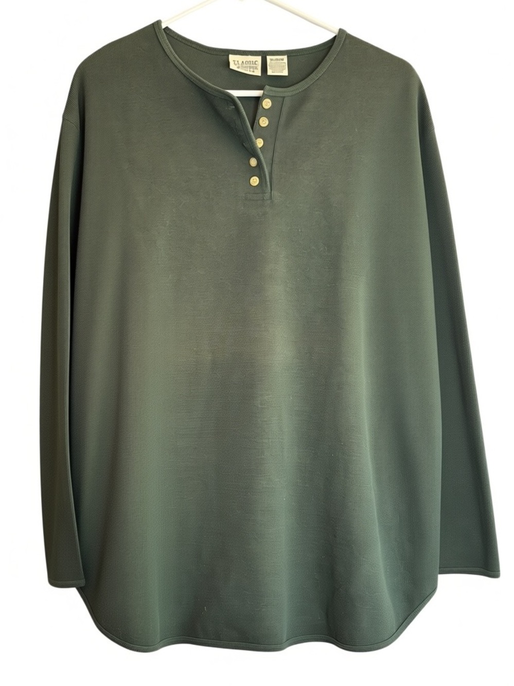 Classic Elements Woman Waffle Knit Henley Top 16/18W Forest Green